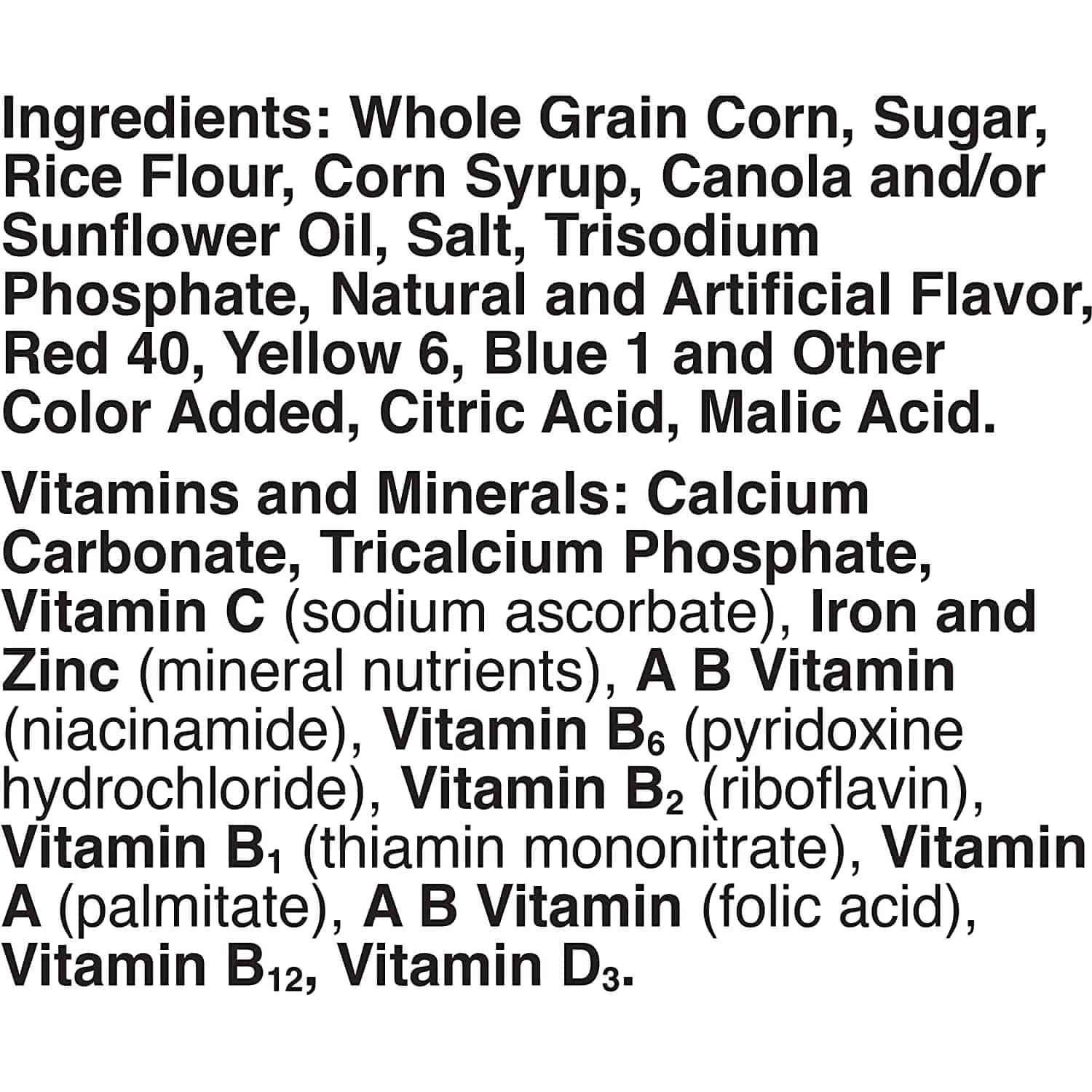 Trix Cereal Nutrition Label