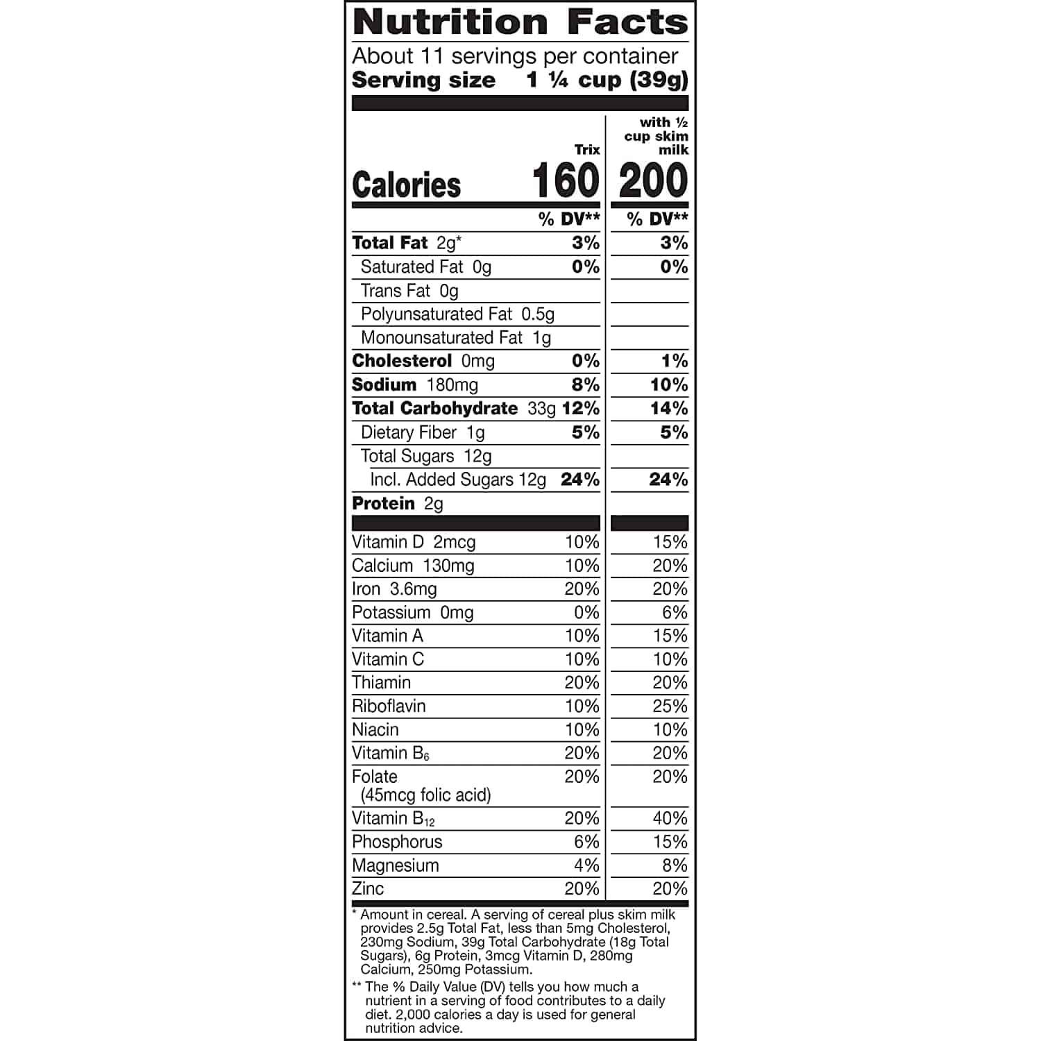 Trix Cereal Nutrition Facts Label Besto Blog