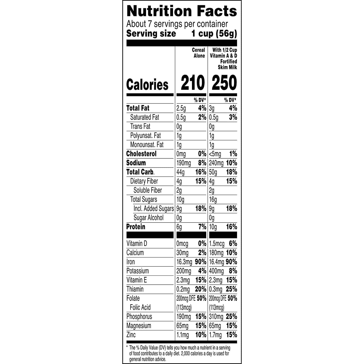 quaker oatmeal nutrition facts