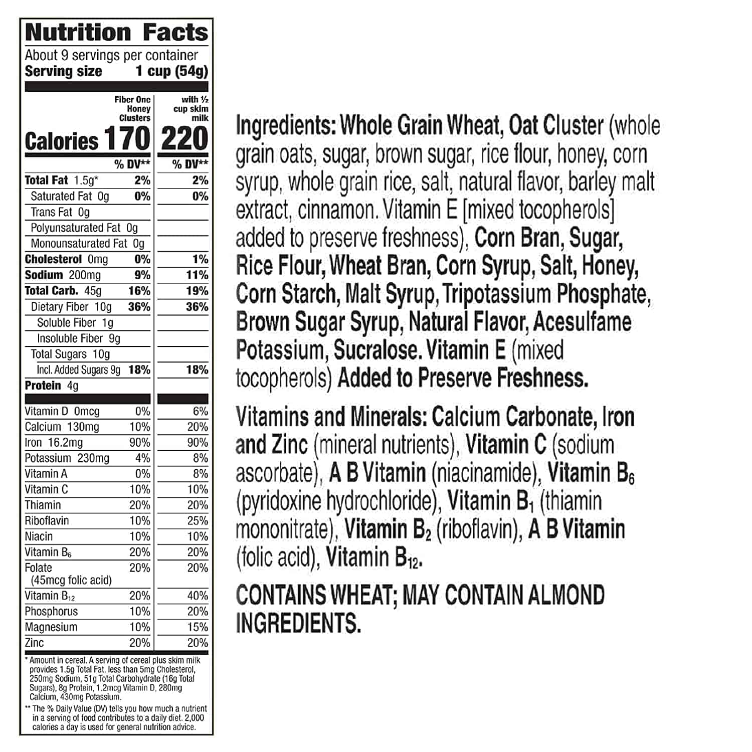 fiber one cereal nutrition facts