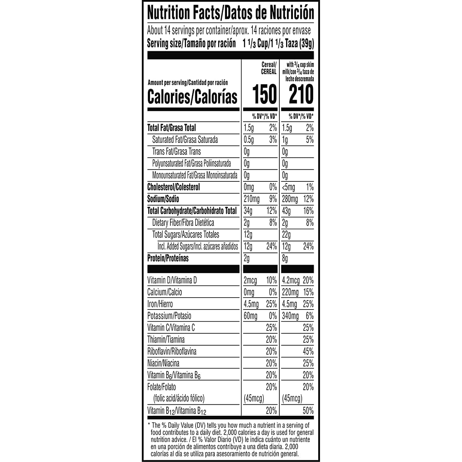 unhealthy cereal nutrition label