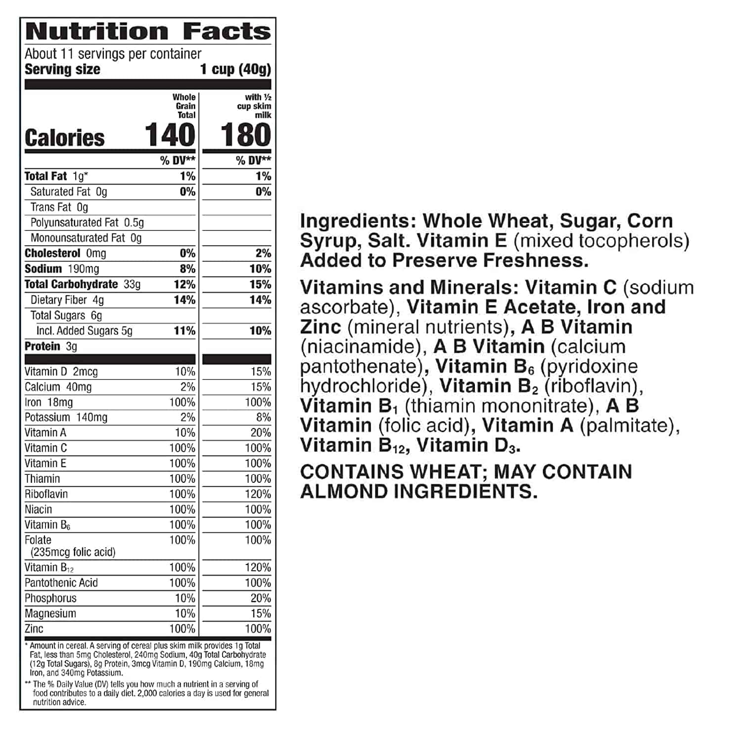 Cereal Nutrition Facts